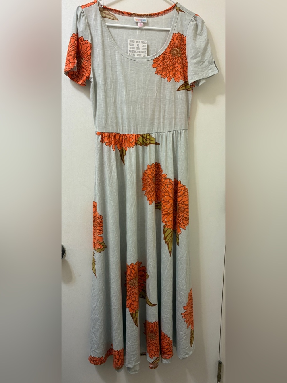LuLaRoe Floral Empire Waist Riley Midi Dress Size Small 17" Chest And 48" Legnth